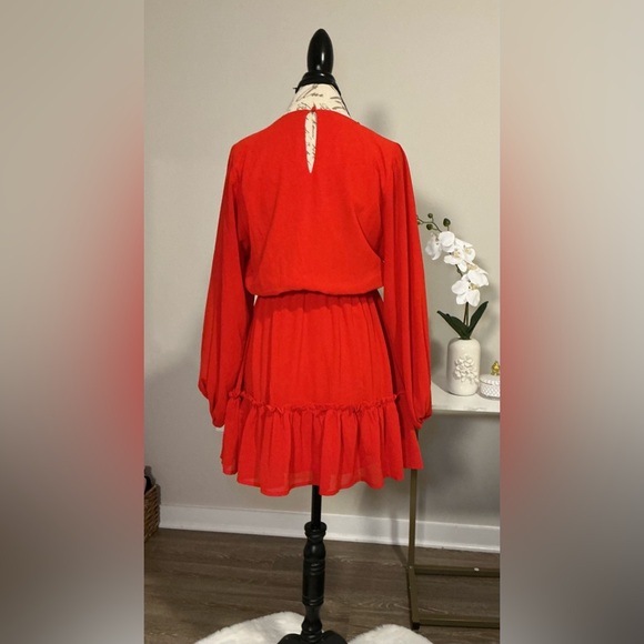 Vibrant Red Long Sleeve Dress - Picture 2 of 5